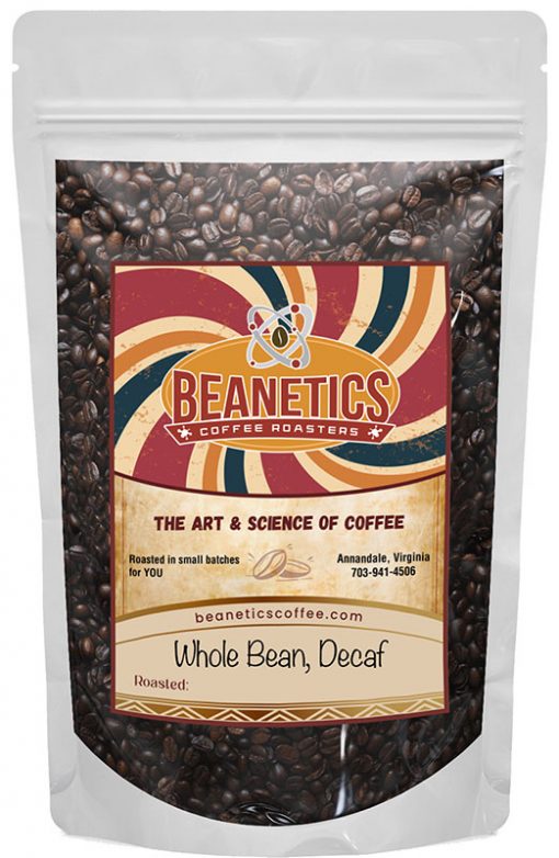 Beanetics coffee bag new label 2023 Whole Bean Decaf